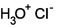 English: ions in solution of hydrochloric acid...